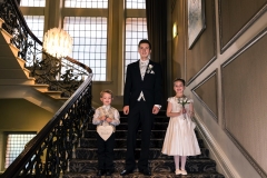 Ethan with 2 children stairs