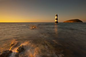 Penmon Lighthouse Sunset Gold