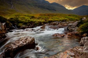 Glen Etive - Sunset Waterfall