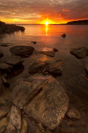 Mossyard Sunset and Rocks